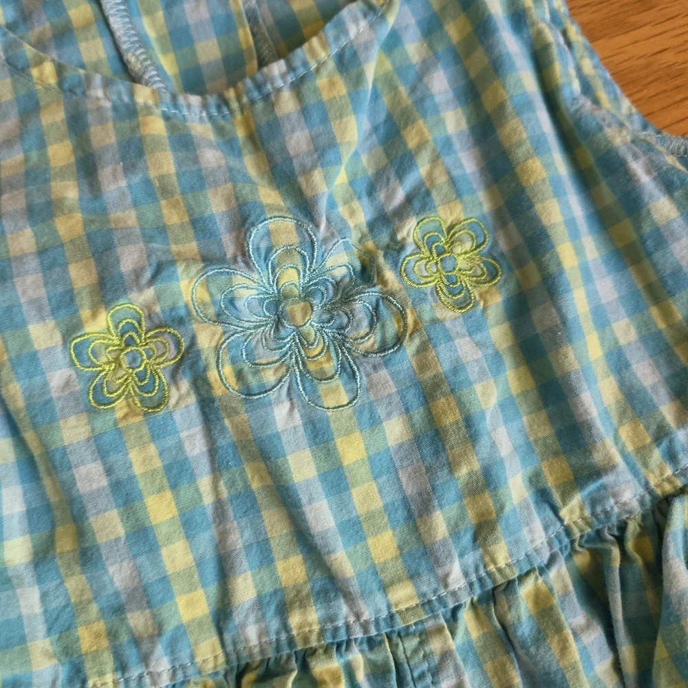 Vintage 90s‎ OshKosh B'gosh Blue and Green Gingham Romper Size 24 Months